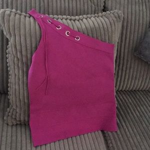 Cache one shoulder knit top Small